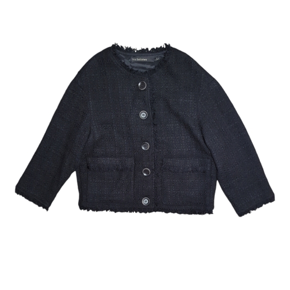 Iris Setlakwe Tweed Fringe Button Blazer Size 0 - Picture 1 of 6
